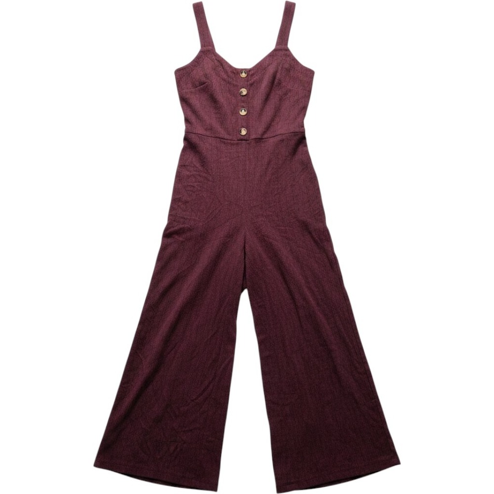 IN San Francisco Jumpsuit Womens Small Red Sleeveless V Neck Wide Leg Casual